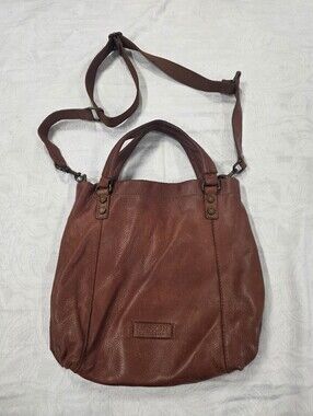 American Leather Co. Convertible Leather Satchel Crossbody Bag Cognac Brown